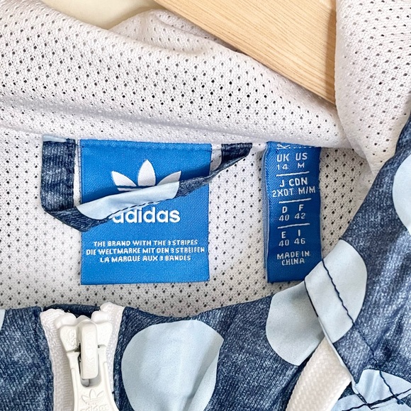 Adidas Originals Tokyo Windbreaker Blue Polka Dot Full Zip Jacket Women’s Medium - Picture 13 of 13